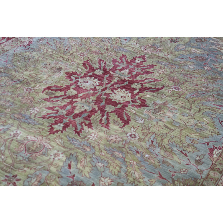 Bokara Rug Co., Inc. HandKnotted HighQuality Green and Red Area Rug